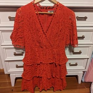 Lace tiered mini dress